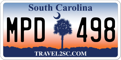 SC license plate MPD498
