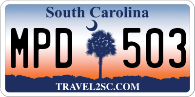 SC license plate MPD503