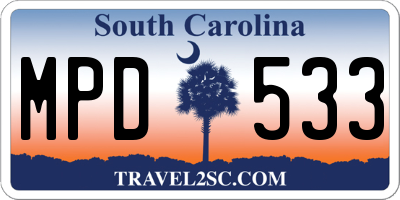 SC license plate MPD533