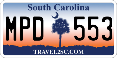 SC license plate MPD553