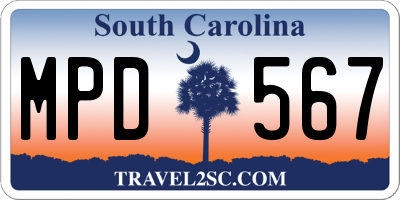SC license plate MPD567