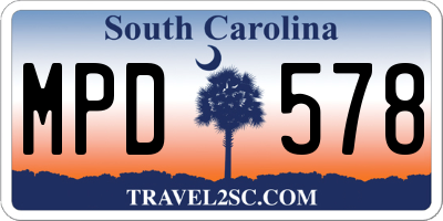 SC license plate MPD578
