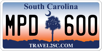 SC license plate MPD600