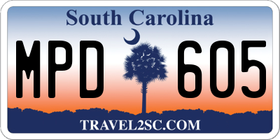 SC license plate MPD605