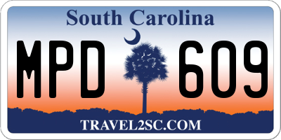 SC license plate MPD609