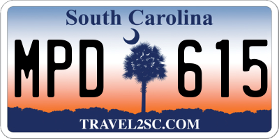 SC license plate MPD615