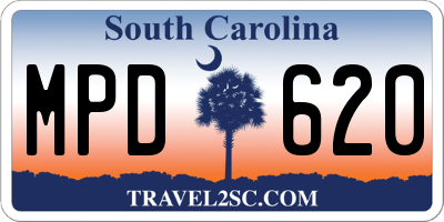 SC license plate MPD620