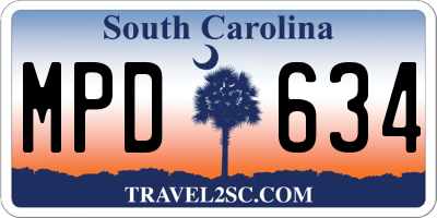 SC license plate MPD634