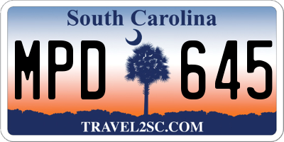SC license plate MPD645
