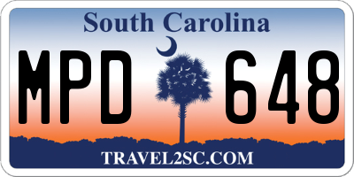 SC license plate MPD648