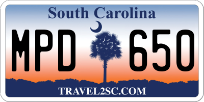 SC license plate MPD650