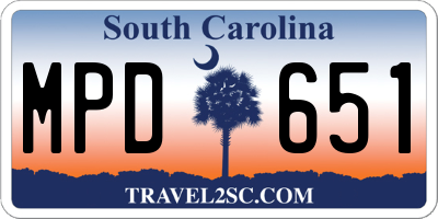 SC license plate MPD651