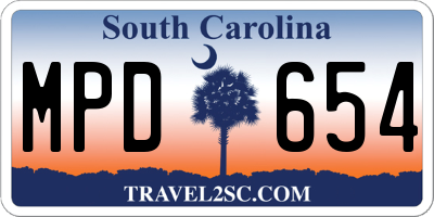 SC license plate MPD654