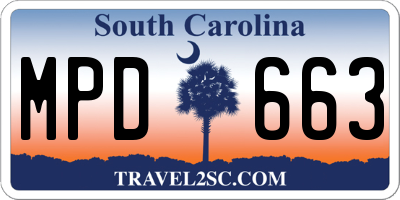 SC license plate MPD663