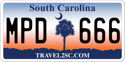 SC license plate MPD666
