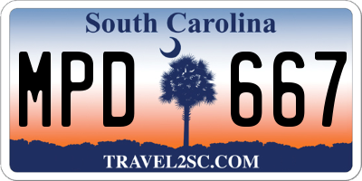 SC license plate MPD667