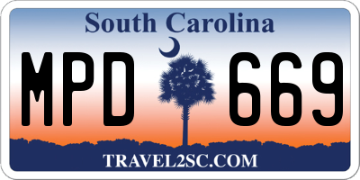 SC license plate MPD669