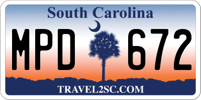 SC license plate MPD672