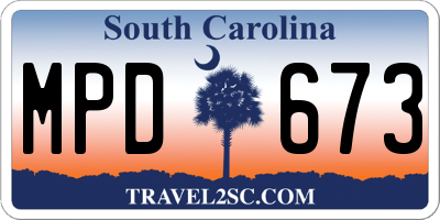 SC license plate MPD673