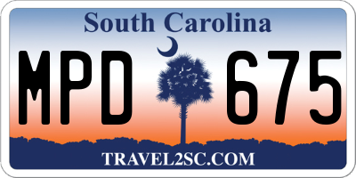 SC license plate MPD675