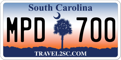 SC license plate MPD700