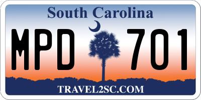 SC license plate MPD701