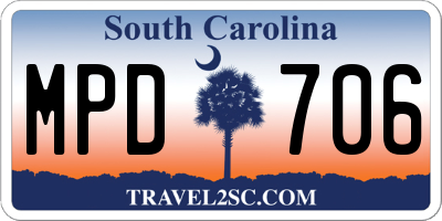 SC license plate MPD706