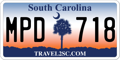 SC license plate MPD718