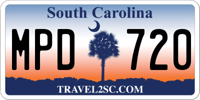 SC license plate MPD720