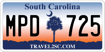 SC license plate MPD725
