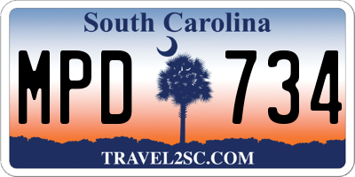 SC license plate MPD734