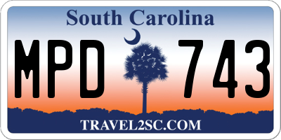 SC license plate MPD743