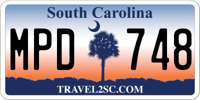 SC license plate MPD748
