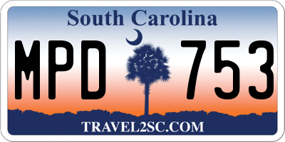 SC license plate MPD753