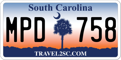 SC license plate MPD758