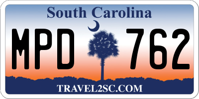 SC license plate MPD762