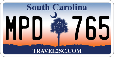 SC license plate MPD765
