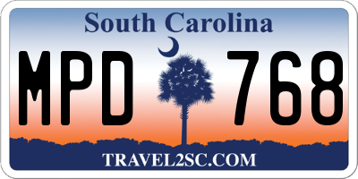 SC license plate MPD768