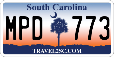 SC license plate MPD773