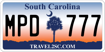 SC license plate MPD777