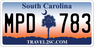 SC license plate MPD783