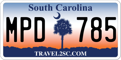 SC license plate MPD785
