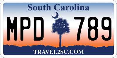 SC license plate MPD789