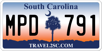 SC license plate MPD791