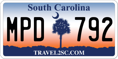SC license plate MPD792