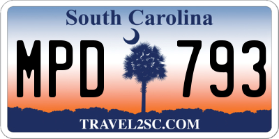 SC license plate MPD793