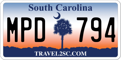 SC license plate MPD794
