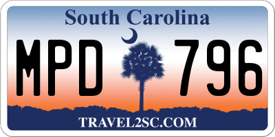 SC license plate MPD796