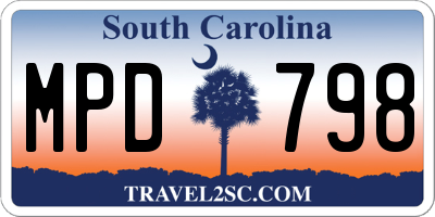 SC license plate MPD798
