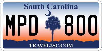 SC license plate MPD800
